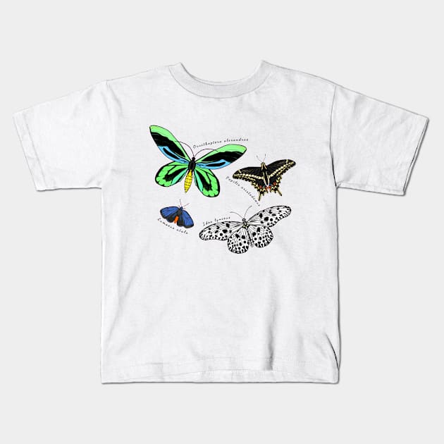 Endangered Butterflies Kids T-Shirt by OTLArtwork